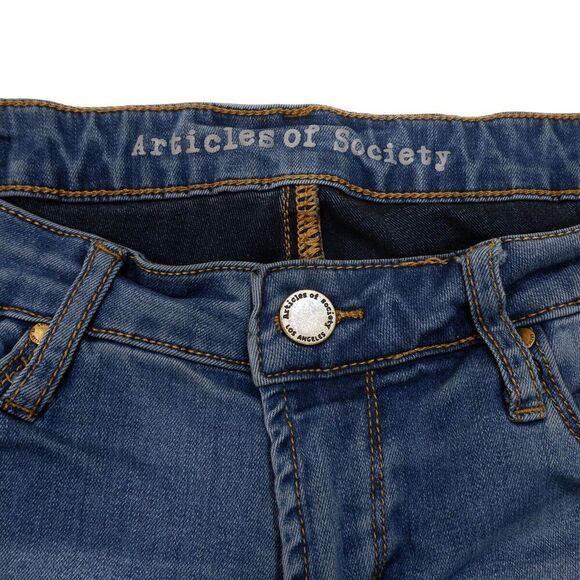 Articles of Society Jeans Womens Size 29 Skinny Distressed Blue Measures 29x26.5 - Picture 13 of 14